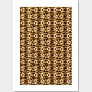 Brown and Orange Ovals and Curves Seamless Pattern 1970s Inspired Posters and Art